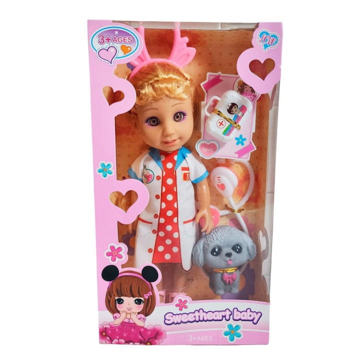 Muñeca Doctora Veterinaria Con Mascota Estetoscopio Juguete