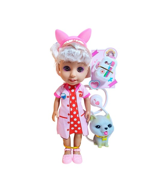 Muñeca Doctora Veterinaria Con Mascota Estetoscopio Juguete