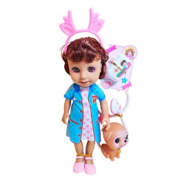 Muñeca Doctora Veterinaria Con Mascota Estetoscopio Juguete