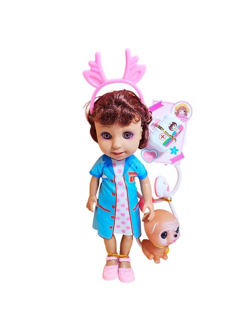 Muñeca Doctora Veterinaria Con Mascota Estetoscopio Juguete
