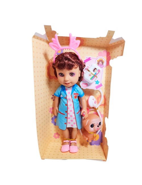 Muñeca Doctora Veterinaria Con Mascota Estetoscopio Juguete