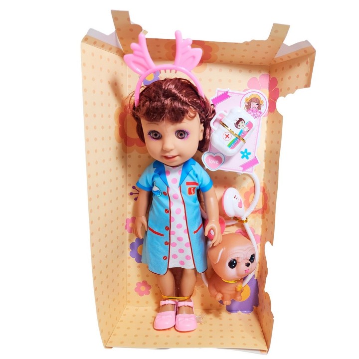 Muñeca Doctora Veterinaria Con Mascota Estetoscopio Juguete