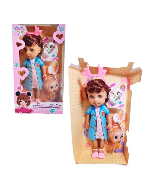 Muñeca Doctora Veterinaria Con Mascota Estetoscopio Juguete