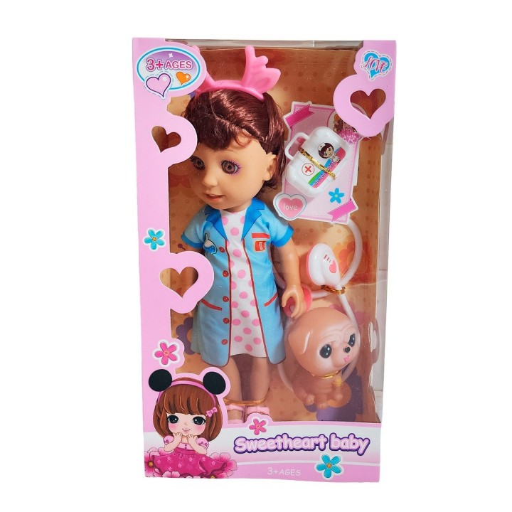 Muñeca Doctora Veterinaria Con Mascota Estetoscopio Juguete