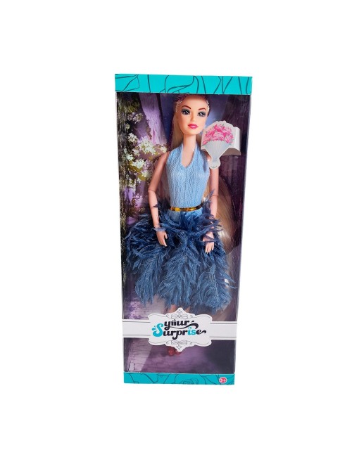 Muñeca Juguete Niñas Con Vestido Elegante Y Cabello Largo