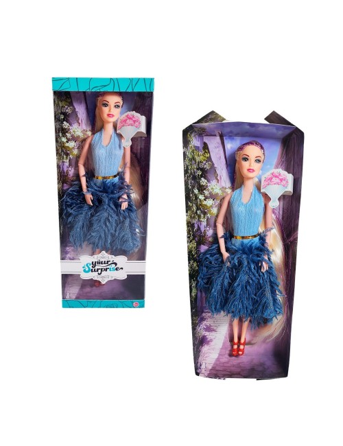 Muñeca Juguete Niñas Con Vestido Elegante Y Cabello Largo