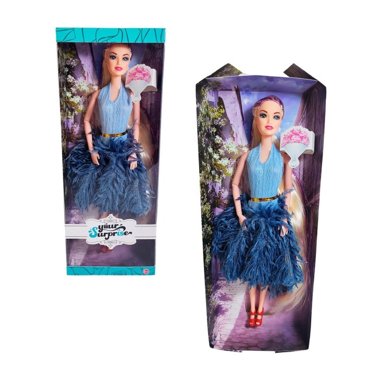 Muñeca Juguete Niñas Con Vestido Elegante Y Cabello Largo