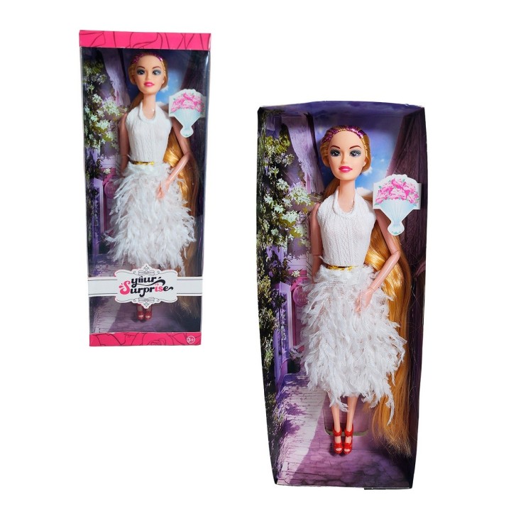 Muñeca Juguete Niñas Con Vestido Elegante Y Cabello Largo