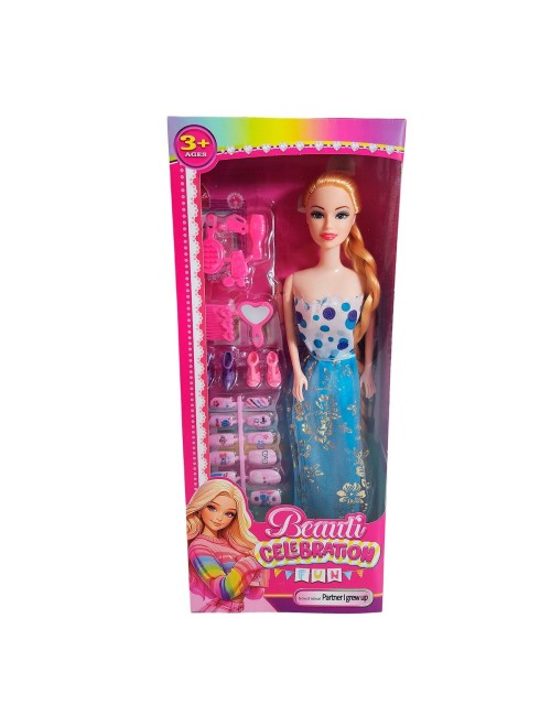 Muñeca Juguete Niñas Con Vestido Elegante Accesorios Uñas