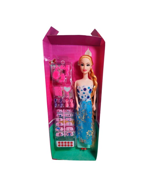 Muñeca Juguete Niñas Con Vestido Elegante Accesorios Uñas