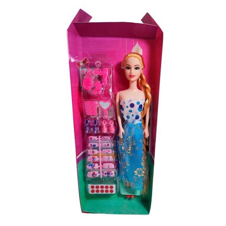 Muñeca Juguete Niñas Con Vestido Elegante Accesorios Uñas