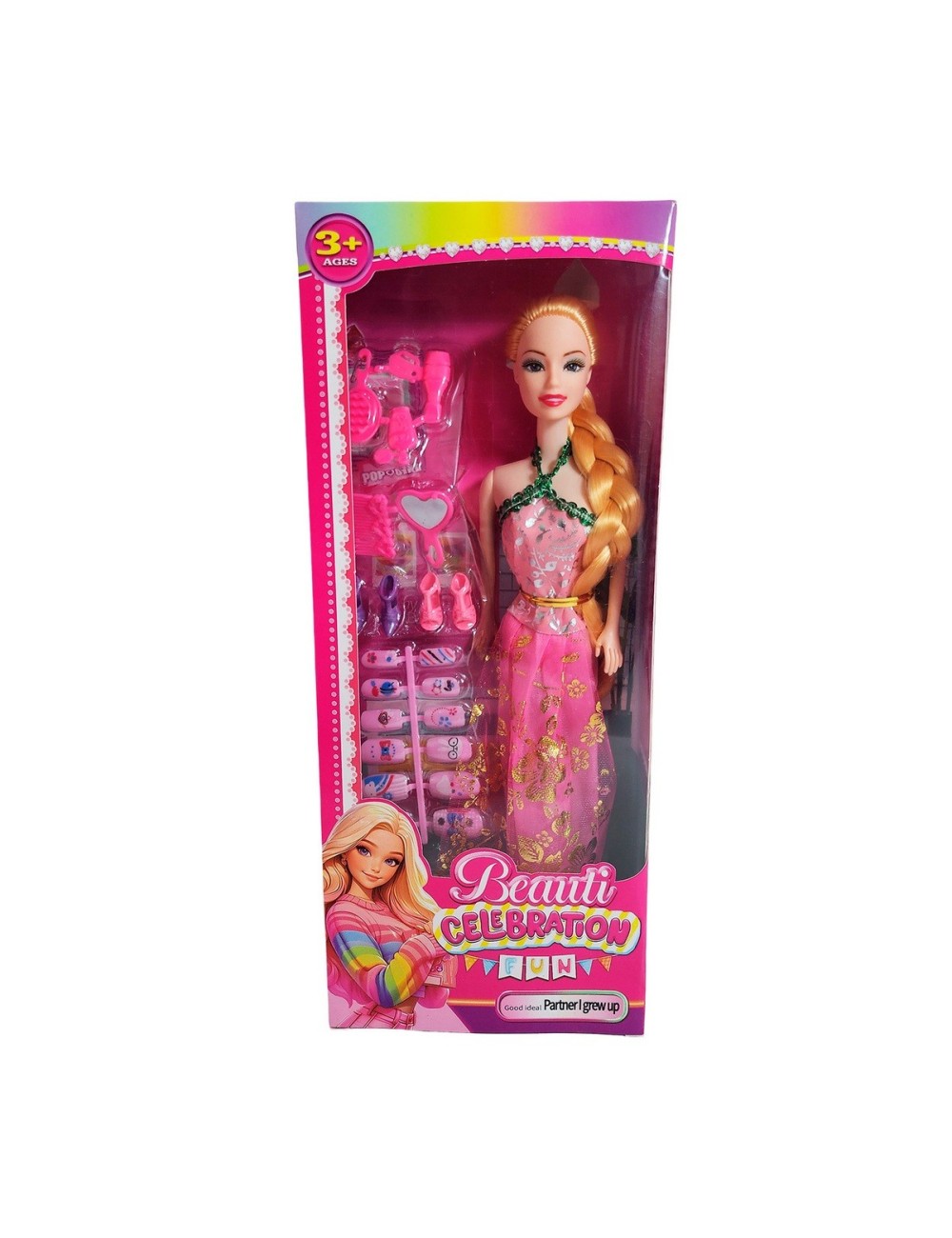 Muñeca Juguete Niñas Con Vestido Elegante Accesorios Uñas