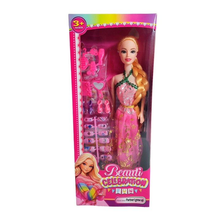 Muñeca Juguete Niñas Con Vestido Elegante Accesorios Uñas