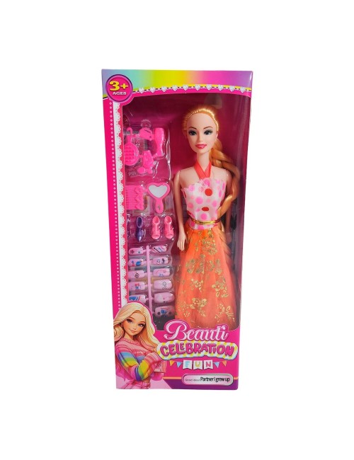 Muñeca Juguete Niñas Con Vestido Elegante Accesorios Uñas