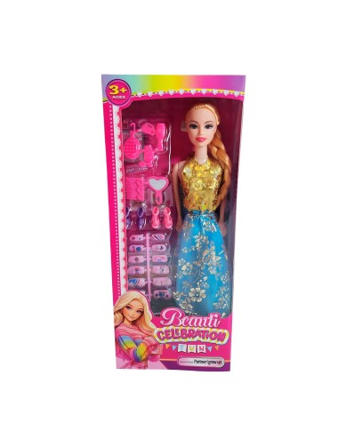 Muñeca Juguete Niñas Con Vestido Elegante Accesorios Uñas