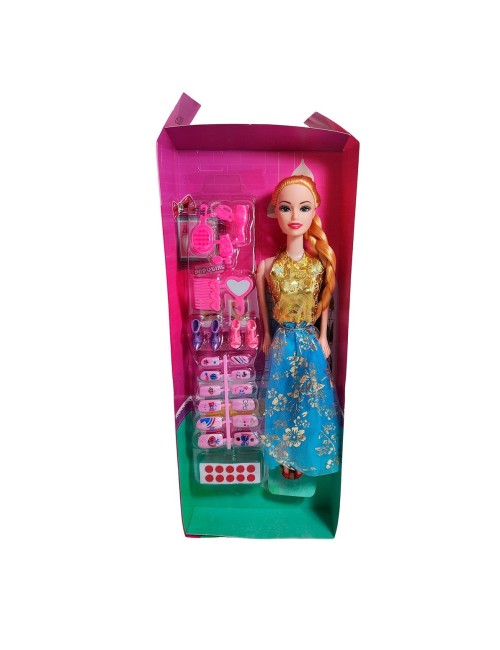 Muñeca Juguete Niñas Con Vestido Elegante Accesorios Uñas