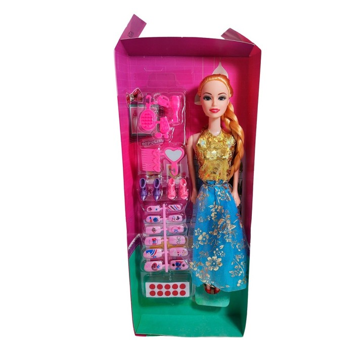 Muñeca Juguete Niñas Con Vestido Elegante Accesorios Uñas