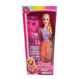 Muñeca Juguete Niñas Con Vestido Elegante Accesorios Uñas