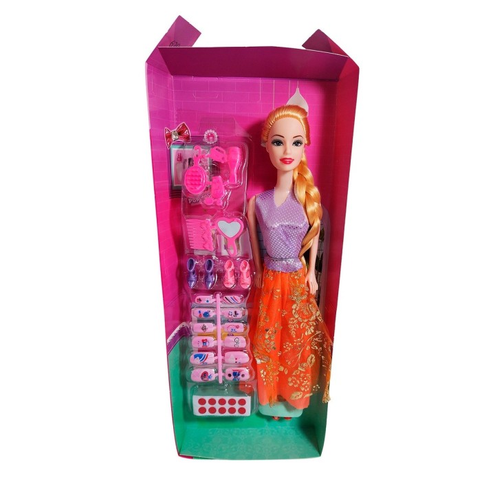 Muñeca Juguete Niñas Con Vestido Elegante Accesorios Uñas