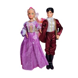 Muñeca Princesa Y Muñeco Principe Con Vestido Elegante Gala