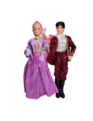 Muñeca Princesa Y Muñeco Principe Con Vestido Elegante Gala