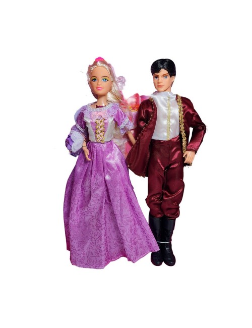 Muñeca Princesa Y Muñeco Principe Con Vestido Elegante Gala