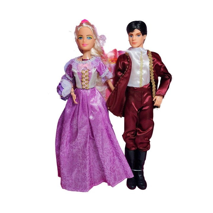 Muñeca Princesa Y Muñeco Principe Con Vestido Elegante Gala