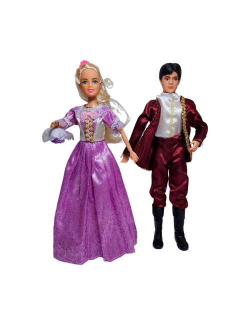 Muñeca Princesa Y Muñeco Principe Con Vestido Elegante Gala
