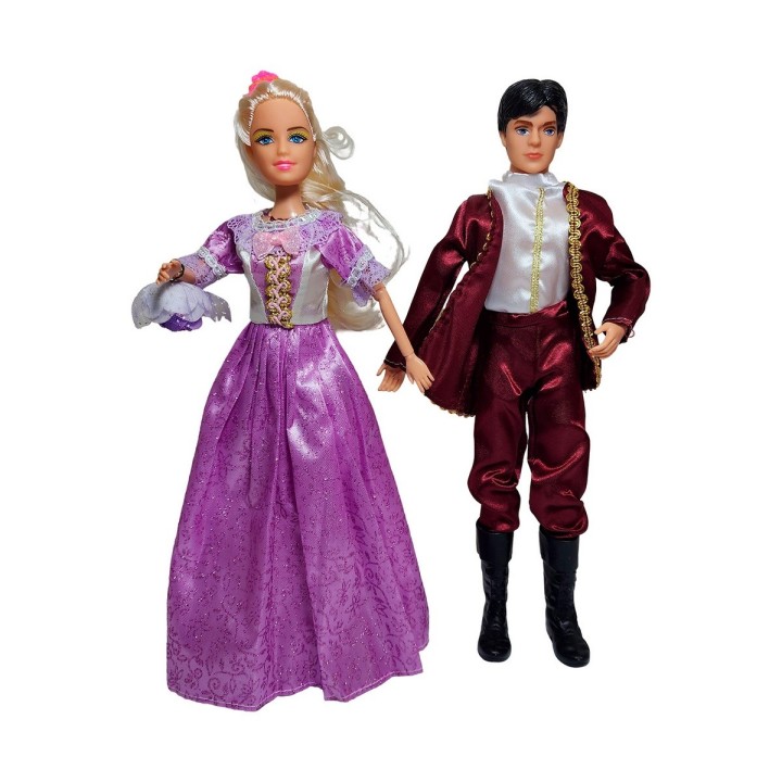 Muñeca Princesa Y Muñeco Principe Con Vestido Elegante Gala