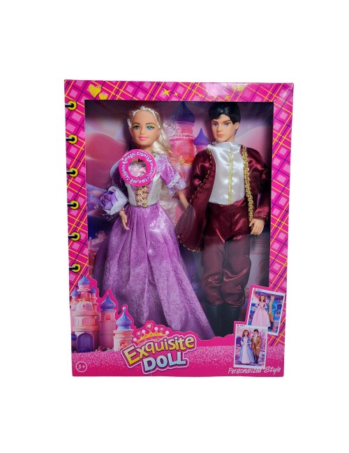 Muñeca Princesa Y Muñeco Principe Con Vestido Elegante Gala