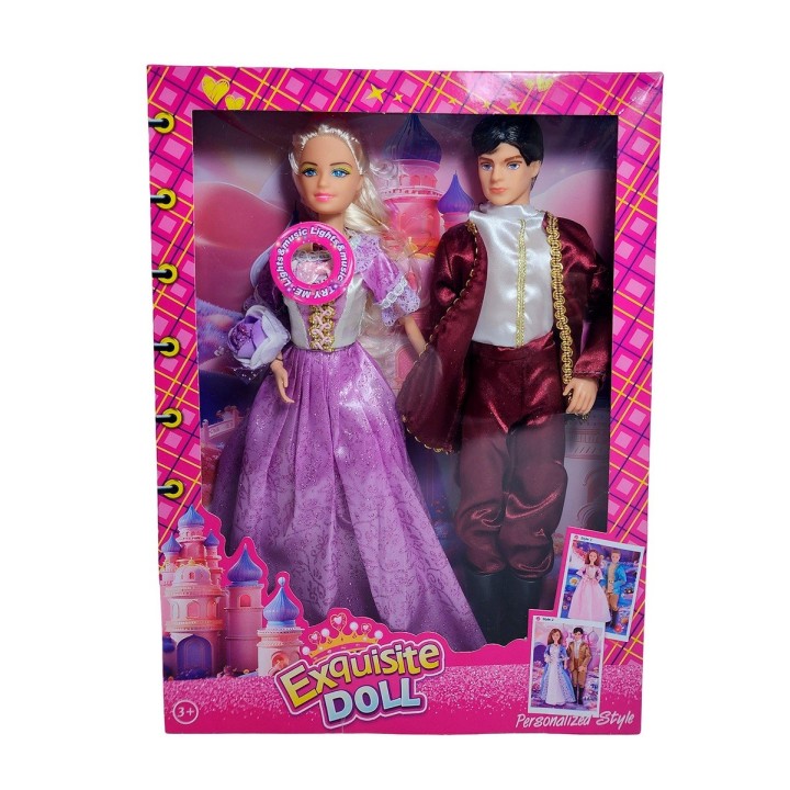 Muñeca Princesa Y Muñeco Principe Con Vestido Elegante Gala