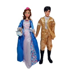 Muñeca Princesa Y Muñeco Principe Con Vestido Elegante Gala