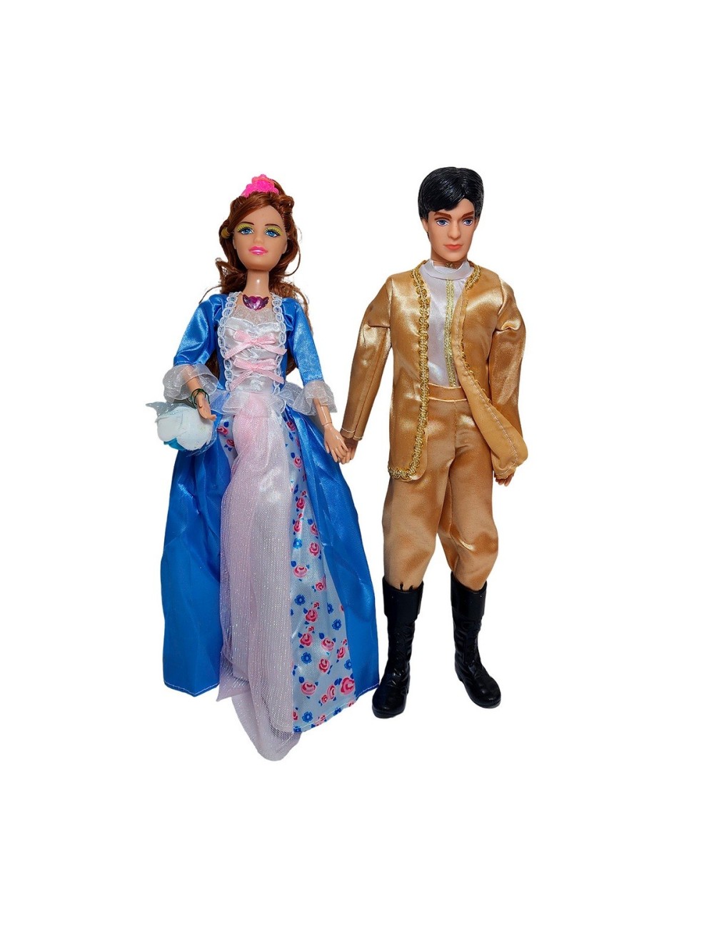 Muñeca Princesa Y Muñeco Principe Con Vestido Elegante Gala