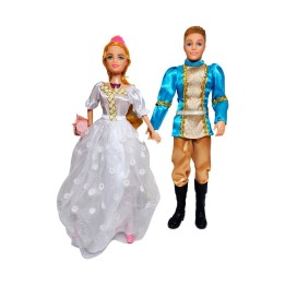 Muñeca Princesa Y Muñeco Principe Con Vestido Elegante Gala