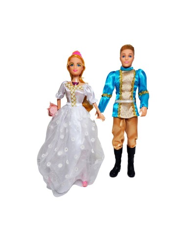 Muñeca Princesa Y Muñeco Principe Con Vestido Elegante Gala