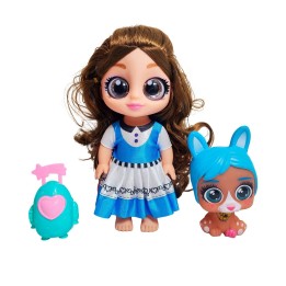 Muñeca Ojos Expresivos Con Mascota Y Maleta Juguete Niñas