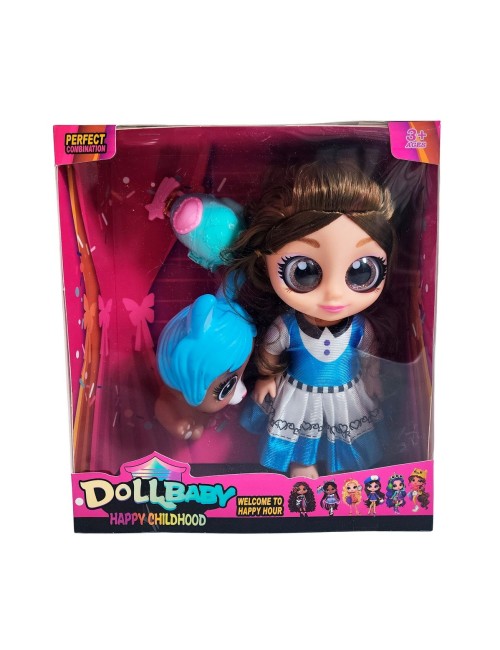 Muñeca Ojos Expresivos Con Mascota Y Maleta Juguete Niñas