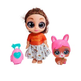 Muñeca Ojos Expresivos Con Mascota Y Maleta Juguete Niñas