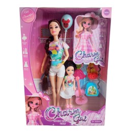 Muñeca Madre E Hija Vestidos Iguales + Accesorios Juguete