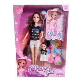 Muñeca Madre E Hija Vestidos Iguales + Accesorios Juguete