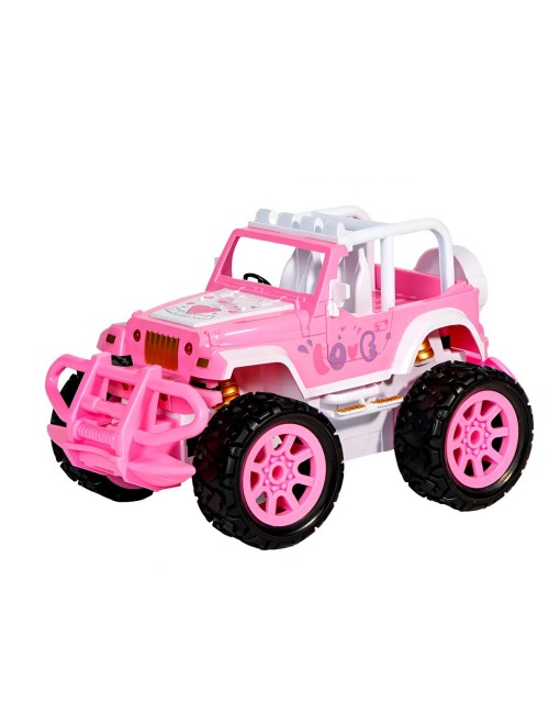 Carro Control Remoto Jeep Rosa Niñas Recargable + Muñeca