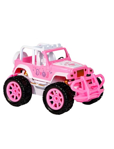 Carro Control Remoto Jeep Rosa Niñas Recargable + Muñeca