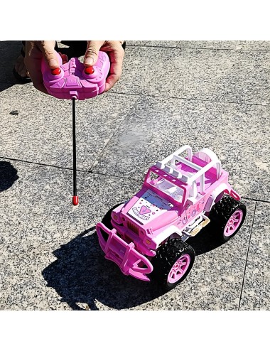Carro Control Remoto Jeep Rosa Niñas Recargable + Muñeca