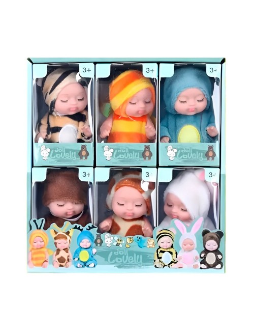 Muñeco Mini Bebe Bebote Con Pijama Peluche Animalitos X 6