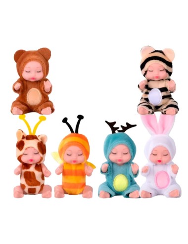 Muñeco Mini Bebe Bebote Con Pijama Peluche Animalitos X 6