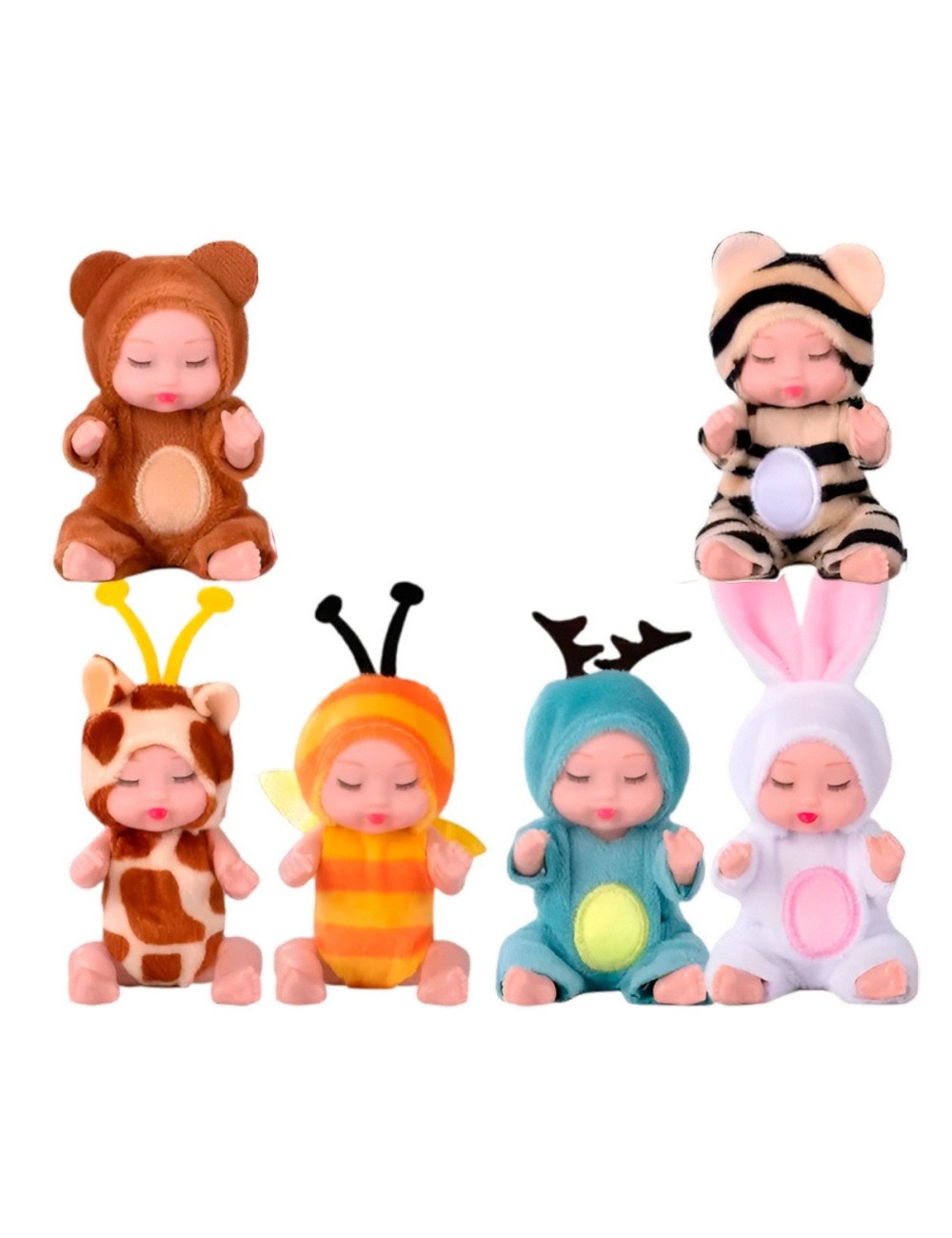 Muñeco Mini Bebe Bebote Con Pijama Peluche Animalitos X 6
