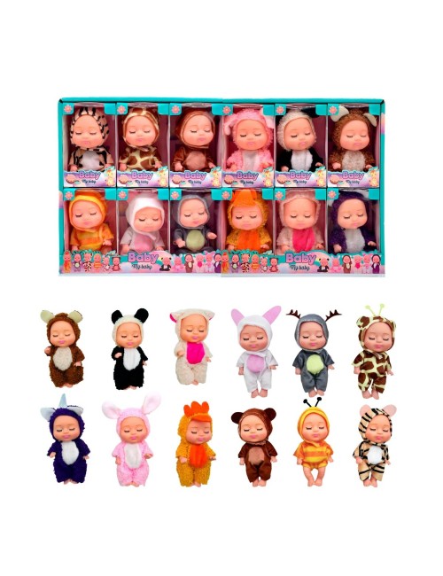 Muñeco Mini Bebe Bebote Con Pijama Peluche Animalitos X 12