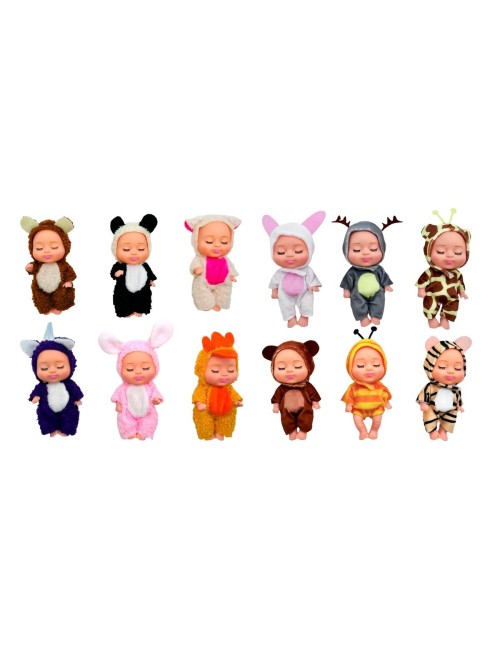 Muñeco Mini Bebe Bebote Con Pijama Peluche Animalitos X 12