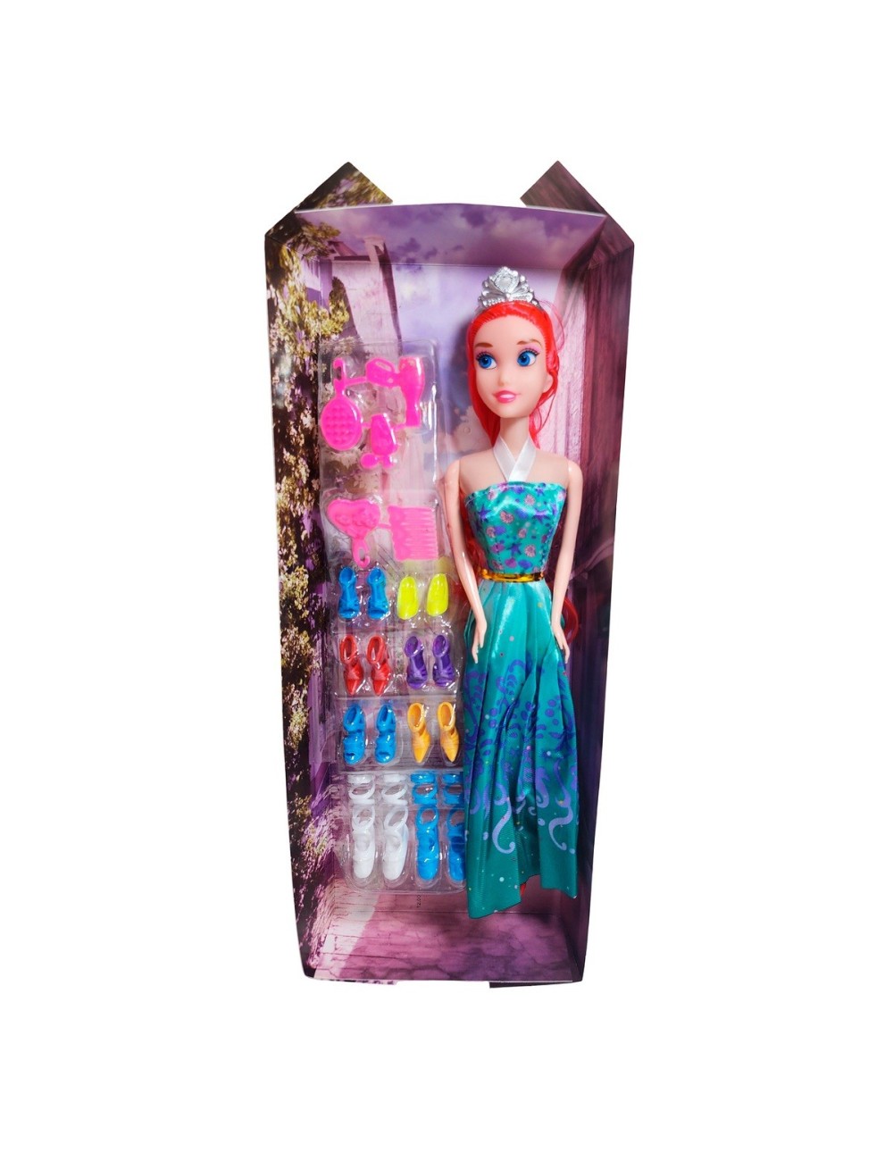 Muñeca Vestido Princesa Con Corona + Zapatos Y Accesorios