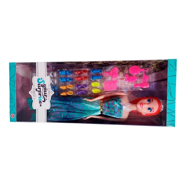Muñeca Vestido Princesa Con Corona + Zapatos Y Accesorios